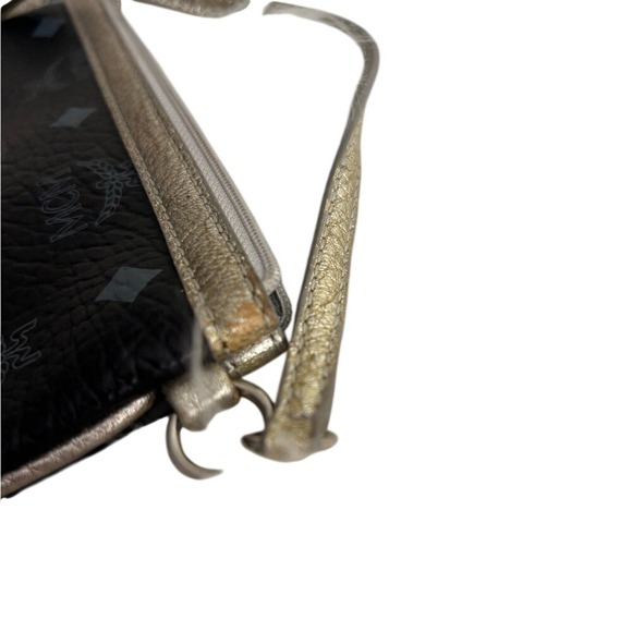 MCM Black Silver Wristlet Luxury Travel Simple Minimalist Whimsigoth Mini - Picture 7 of 9